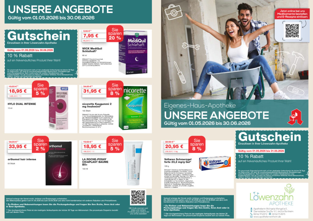 Auflistung der Angebote die von Mai bis Juni gültig sind.